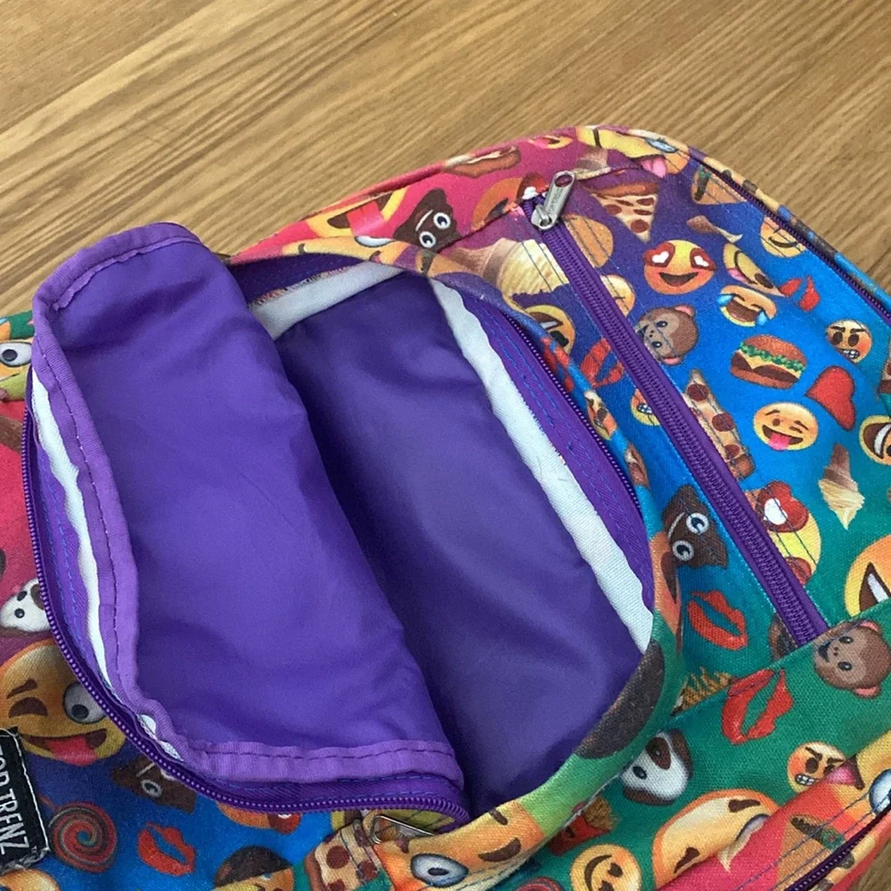 Top Trenz Girl Emoji Multicolor Full Size School Backpack